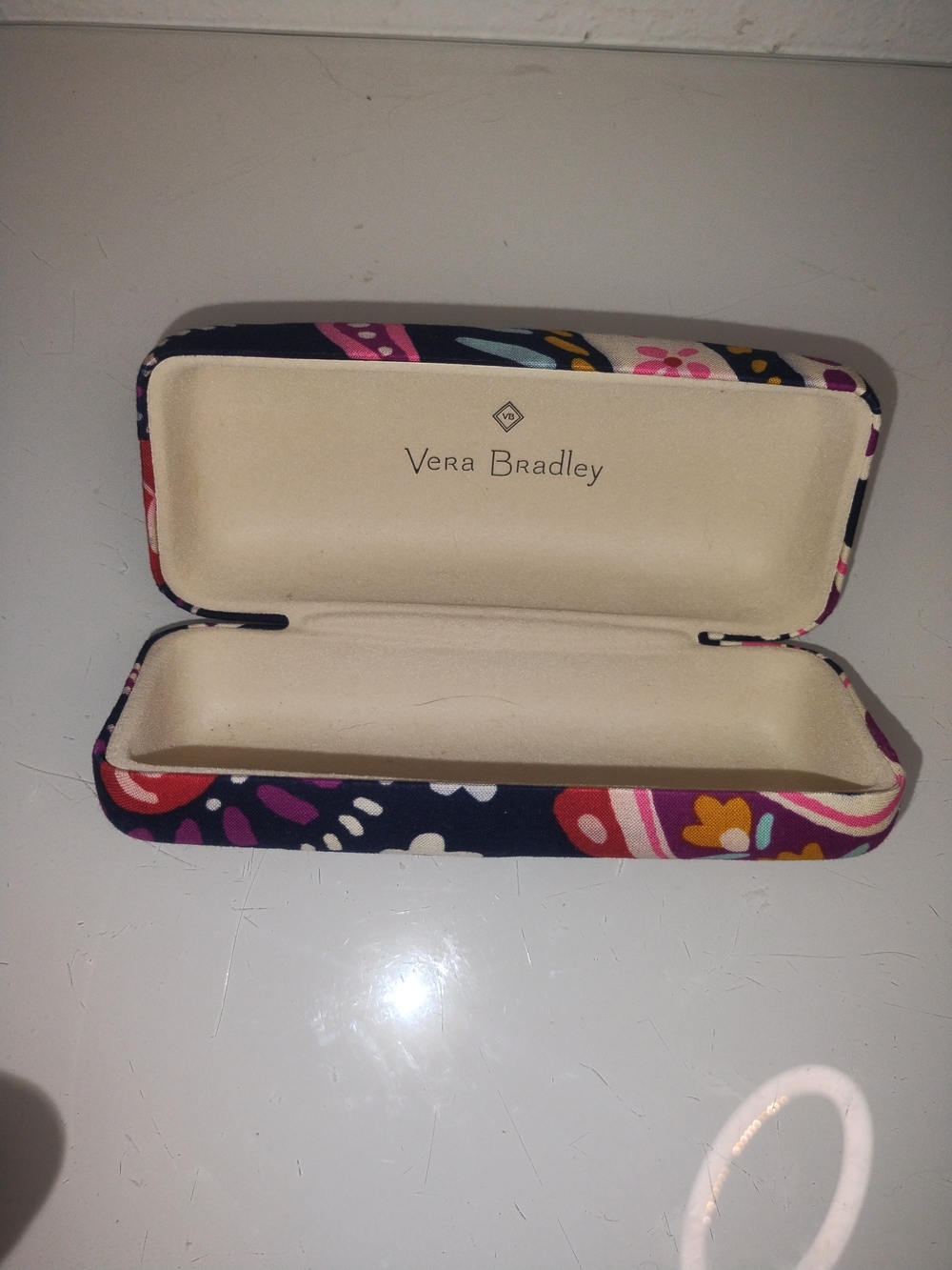 Vera Bradley Navy Floral Eyewear Case with Pink & Purple Accents